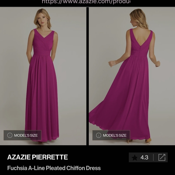 Azazie Pierrette Fuchsia Chiffon Dress - Picture 6 of 9